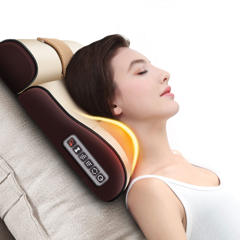 2021 multifunctional electric relaxation vibrator head cervical traction neck and back shoulder shiatsu infrared massager pillow
